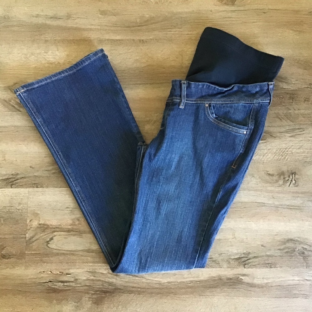 OLD Navy Maternity Jeans Full Panel Bootcut Denim Dark Blue Size Small